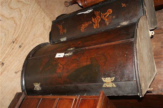 A George II painted bowfront corner cupboard, H.3ft